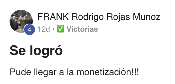 Publicación de Frank en el Club: «Se logró. Pude llegar a la monetización»